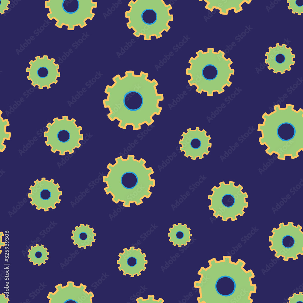Looks like Flowers but its Cogs or gears on blue background surface pattern design vector repeat