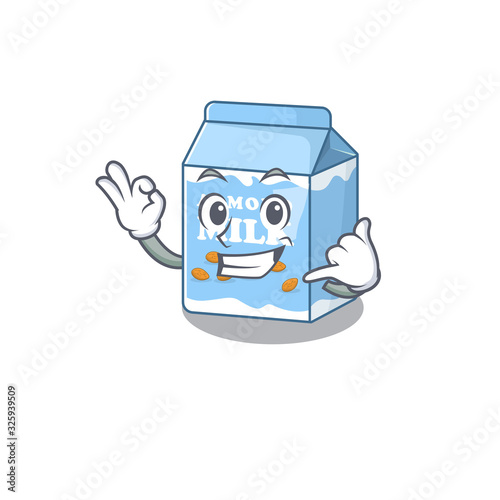 Call me funny almond milk cartoon character concept photo