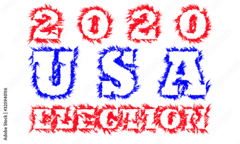 Red and Blue flames effect of 2020 USA Election text Red and Blue flames effect of 2020 USA Election text