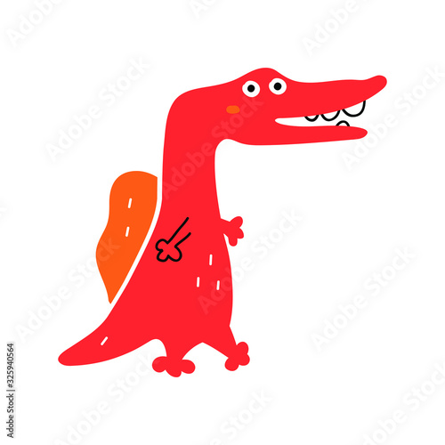 Happy smiling dinosaur. Vector hand drawn illustration for greeting card, t shirt, print, stickers, posters design.