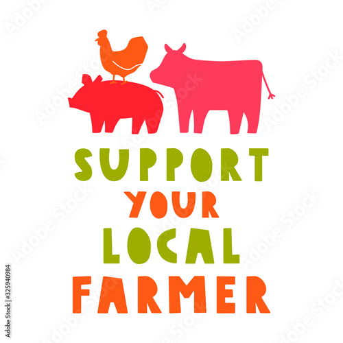 Support your local farmer. Banner vector illustration on white background.