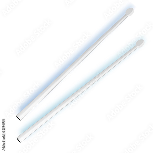 Vector illustration. Crossed wooden drumsticks. Percussion musical instrument. Rock or jazz equipment. Isolated on white background
