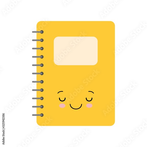 Cute yellow sleeping notebook school kawaii comic character