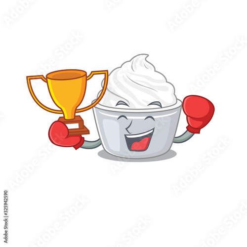 fantastic Boxing winner of sour cream in mascot cartoon design