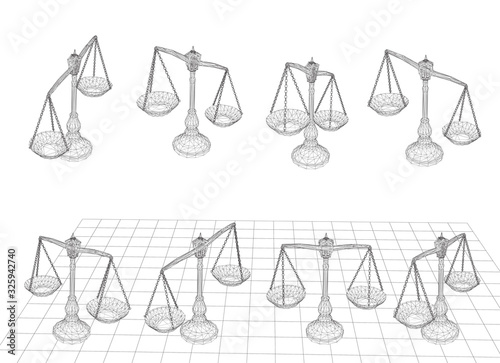 virtual 3d libra are on the table. vector background.