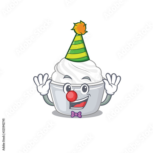 Funny Clown sour cream cartoon character mascot design © kongvector