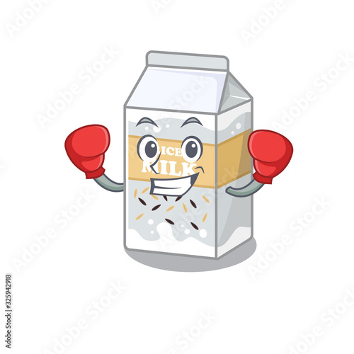 mascot character style of Sporty Boxing rice milk