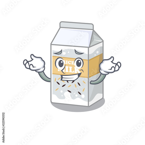 cute Grinning rice milk mascot cartoon style