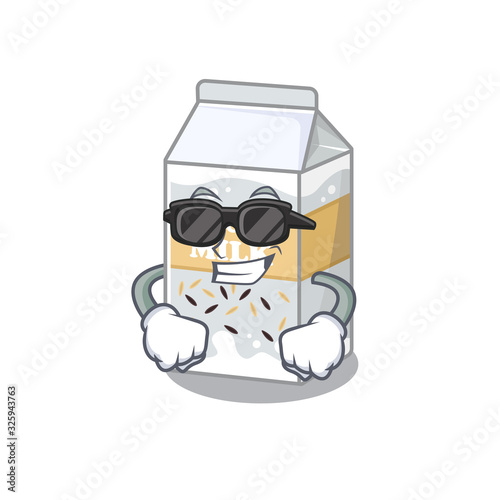 Super cool rice milk character wearing black glasses