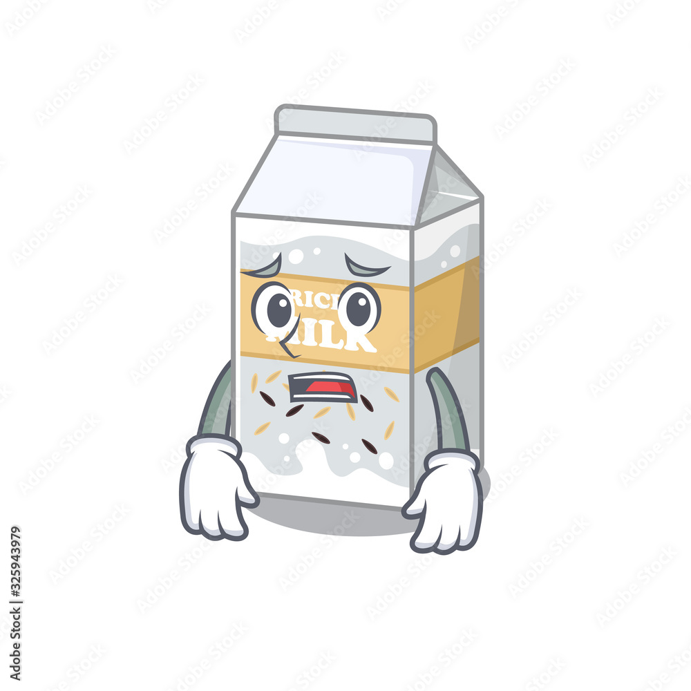 A picture of rice milk having an afraid face A picture of rice milk having an afraid face