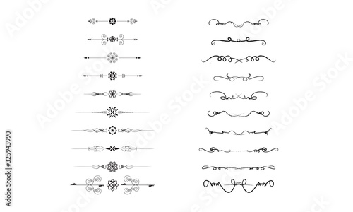 decorative lines  sharp wheel stroke brush smooth curve straight swirly handmade vector