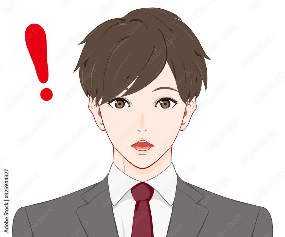 驚くスーツの男性