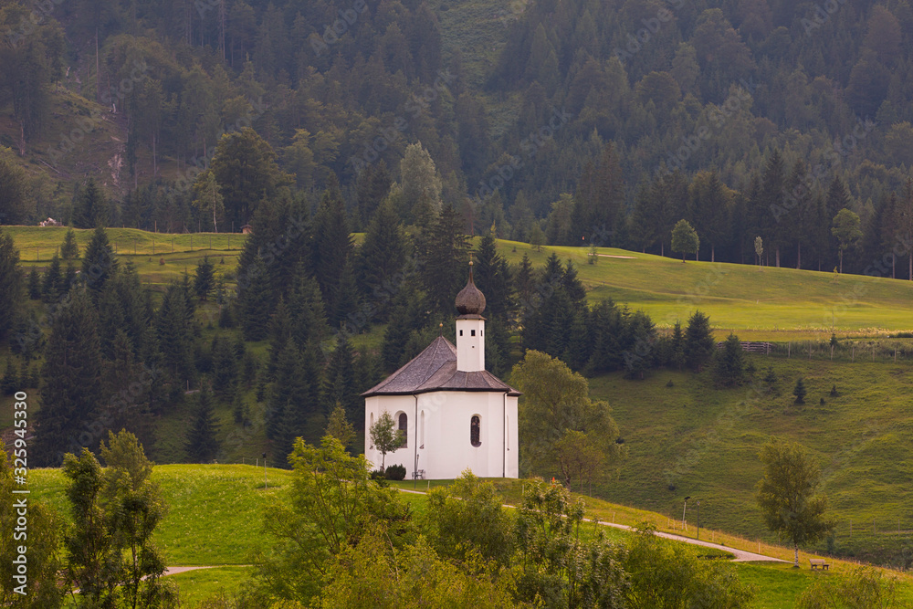 White church in the Alps 