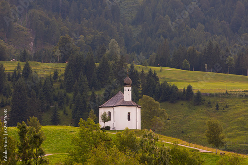 White church in the Alps 