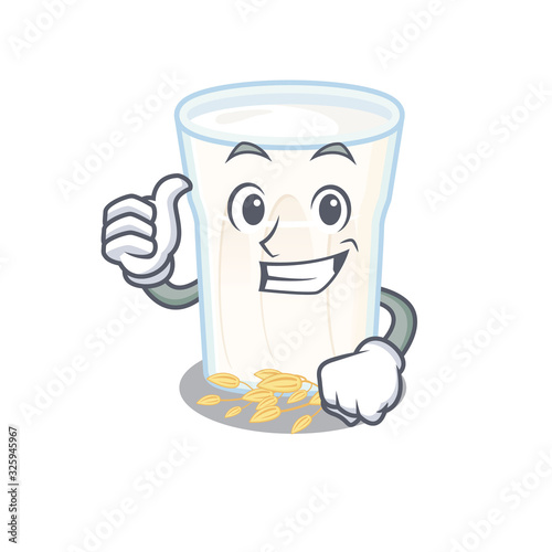 Funny oats milk making Thumbs up gesture