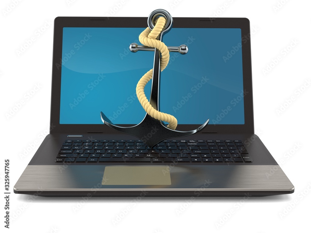 Fototapeta premium Anchor with laptop