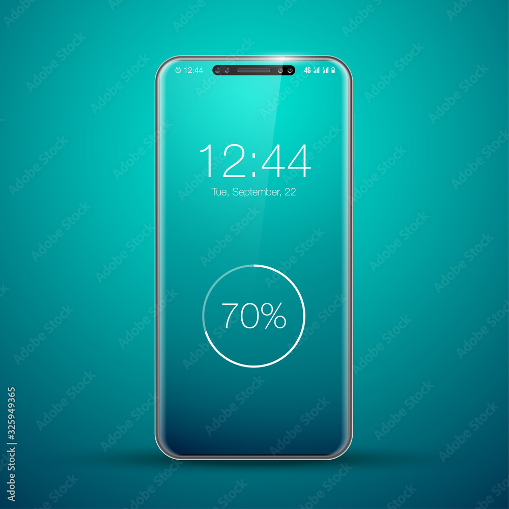 model of a new frameless smartphone concept. New technologies realistic Mobile phone. Smartphone icon Isolated on a blue background. Phone Design Template for Mock Up model of a new frameless smartphone concept. New technologies realistic Mobile phone. Smartphone icon Isolated on a blue background. Phone Design Template for Mock Up