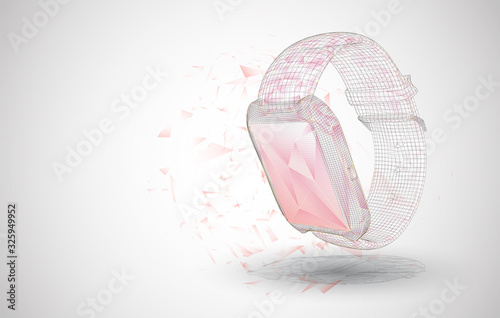 3d vector smart watch from polygons on a white background