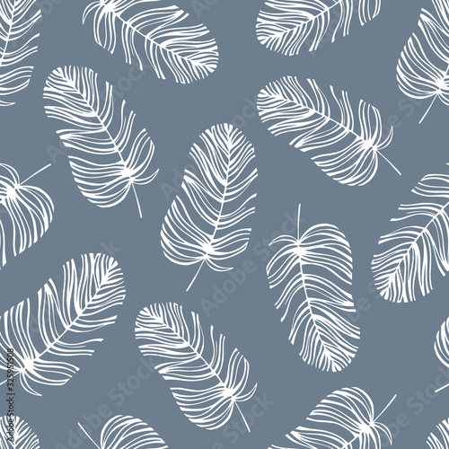 Seamless pattern with hand drawn leaves.