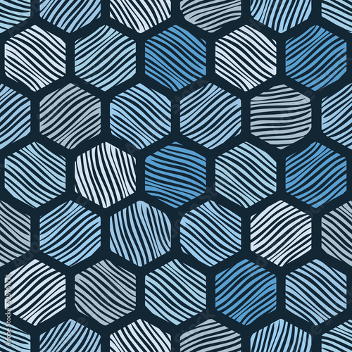 Hexagon seamless pattern. Honeycomb background.