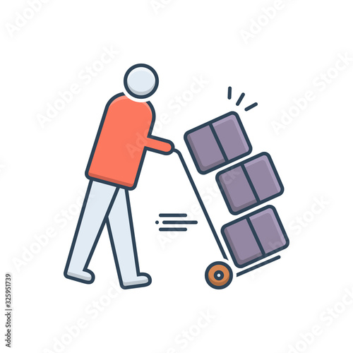Color illustration icon for moving