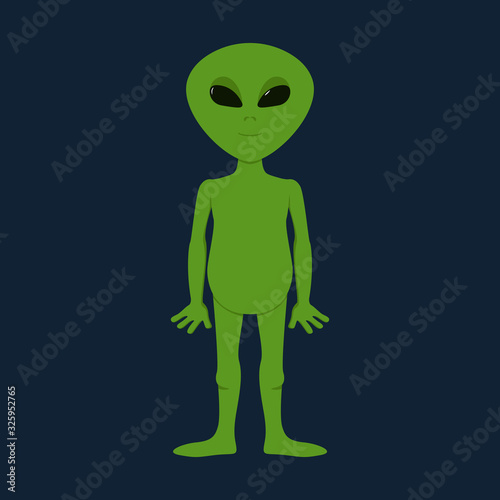 Green alien. Cartoon style. Vector illustration.