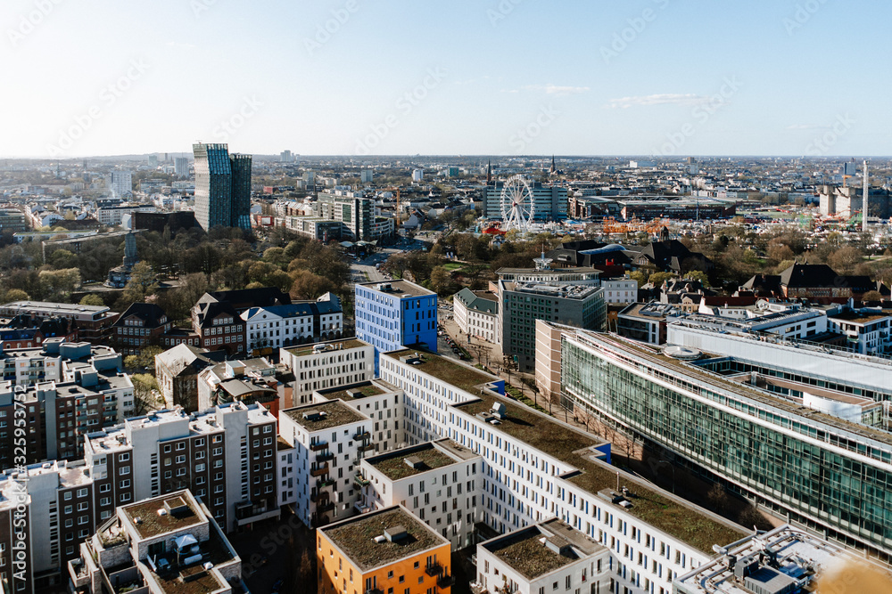 View over the city of Hamburg, Germany