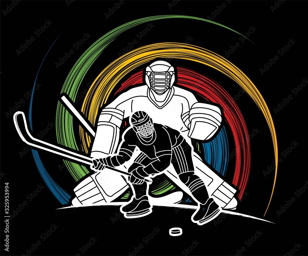 Group of Ice Hockey players action cartoon sport graphic vector Group of Ice Hockey players action cartoon sport graphic vector