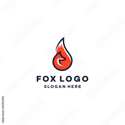 orange fox logo symbol vector icon design abstract line illustration