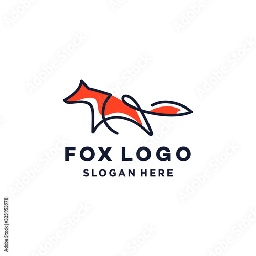 orange fox logo symbol vector icon design abstract line illustration