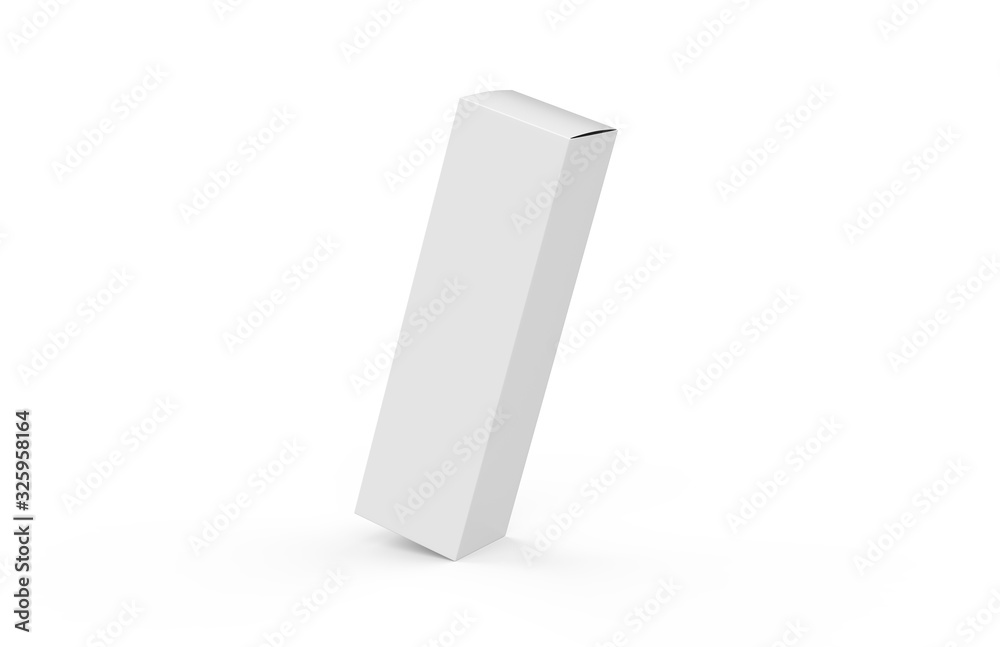 Tall white paper box mock up template on isolated white background, 3d illustration