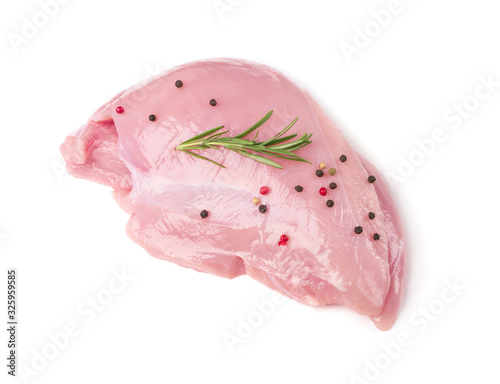 Fotografie, Tablou Fresh Uncooked Raw Turkey Fillet Breast Meat Isolated