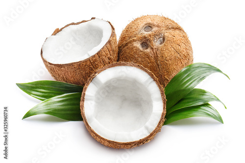 Group of delicious coconuts, isolated on white background