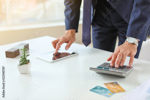 Male bank manager working in office