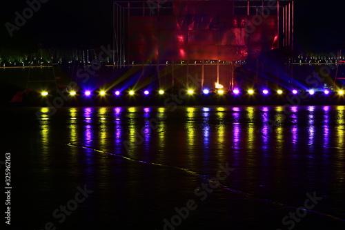 Stage lighting effect in the dark  close-up pictures