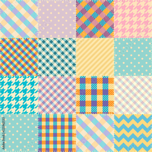 Patchwork textile pattern. Seamless quilting design background.