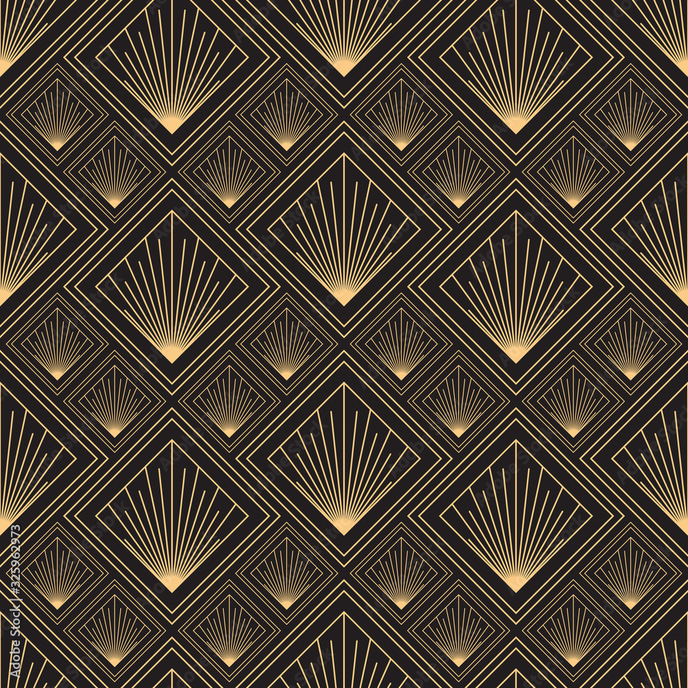 Gold pattern for perfume. Linear geometric Art Deco bricks. 20s retro style. Luxury seamless pattern. Packaging or menu design. Vector. Golden tiles. Gold pattern for perfume. Linear geometric Art Deco bricks. 20s retro style. Luxury seamless pattern. Packaging or menu design. Vector. Golden tiles.