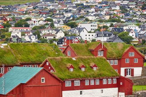 Feroe islands capital, Torshavn. Harbor and antique houses. Streymoy island photo