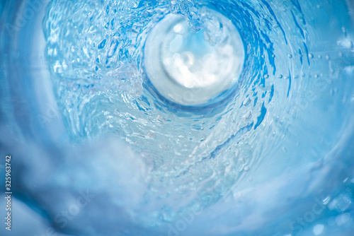 Swirl of blue clear water is macro
