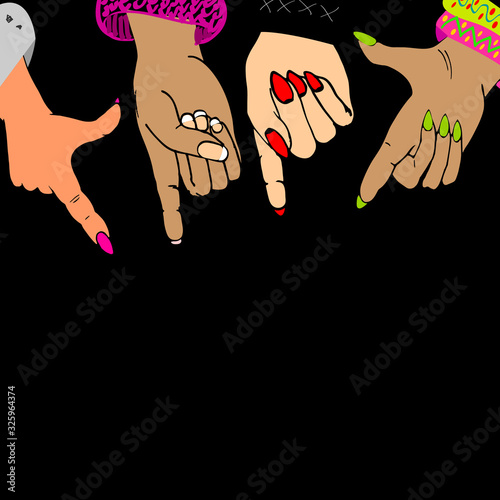 Women's Hands indicate something, a desire to get it.the product or service.