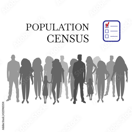 Population census a diverse silhouettes group of people. Isolated on white background. Vector stock illustration