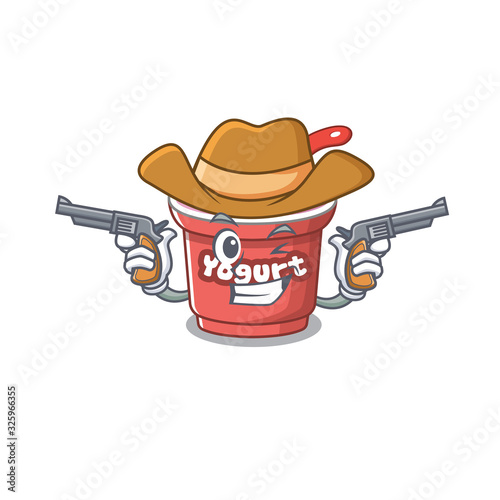 Yogurt Cowboy cartoon in concept having guns