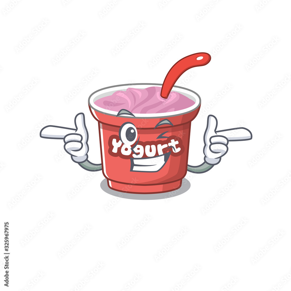 Cute mascot cartoon design of yogurt with Wink eye Cute mascot cartoon design of yogurt with Wink eye