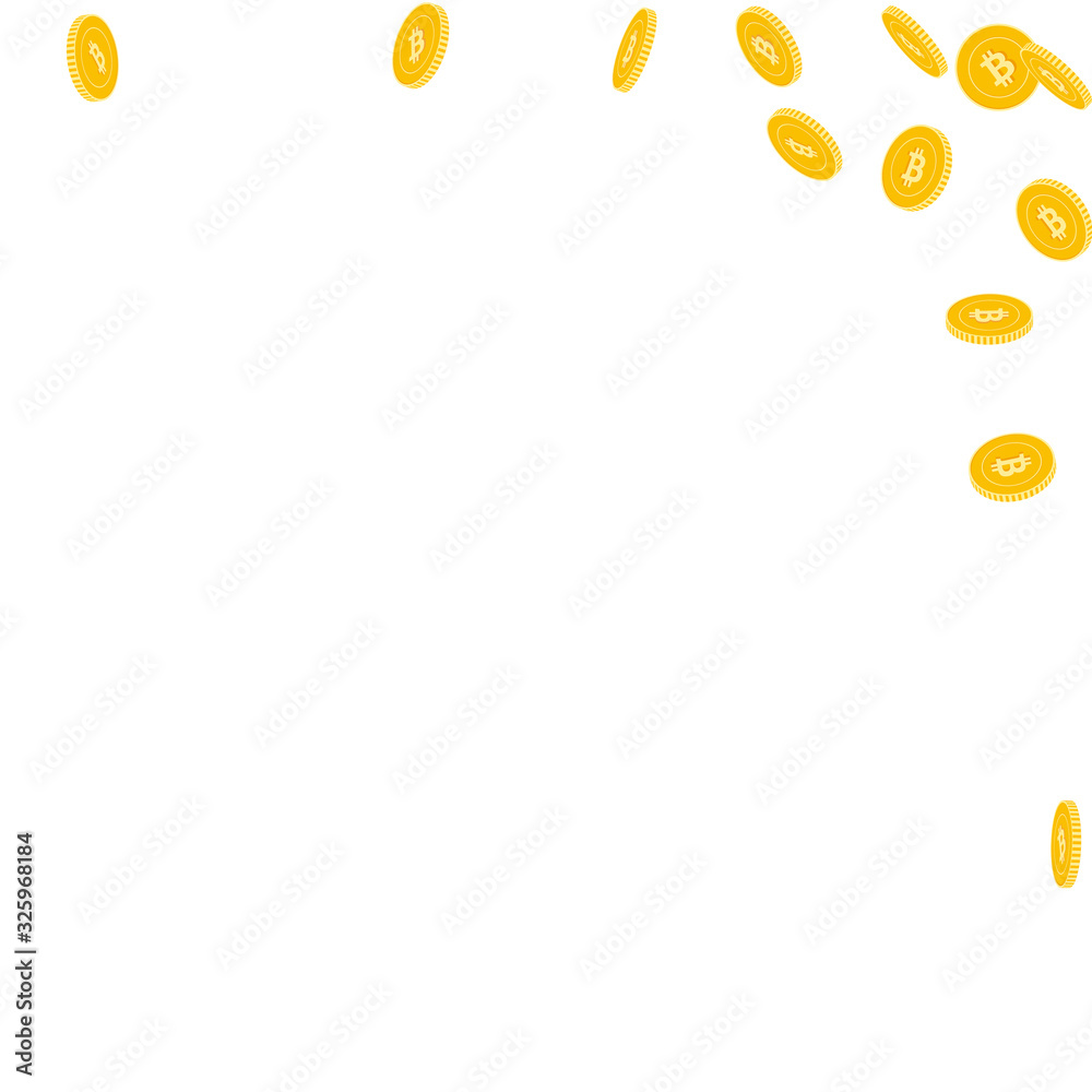 Bitcoin, internet currency coins falling. Scattere Bitcoin, internet currency coins falling. Scattere