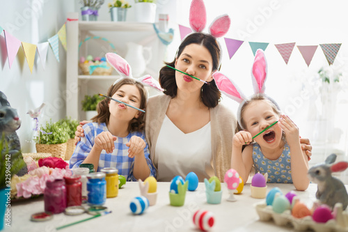 family preparing for Easter