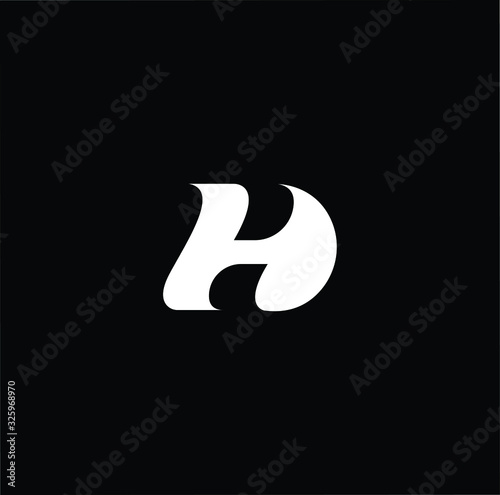 Minimal elegant monogram art logo. Outstanding professional trendy awesome artistic HD DH initial based Alphabet icon logo. Premium Business logo in White color on black background