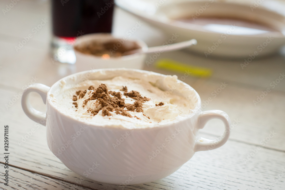 cup of coffee with cream cup of coffee with cream