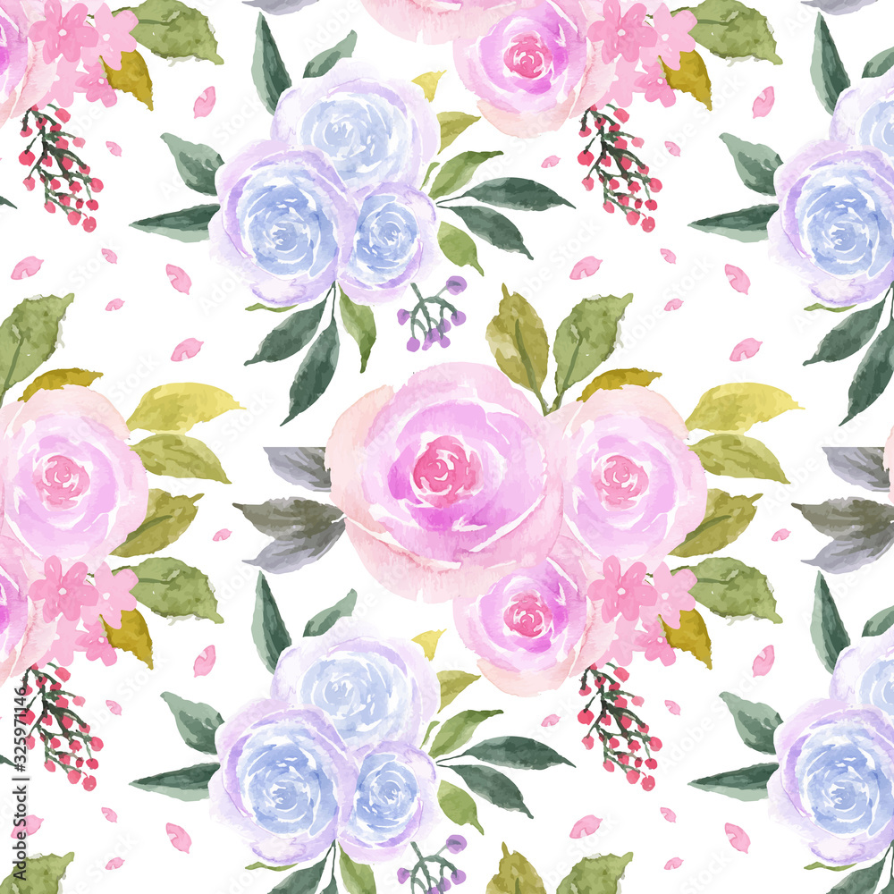 seamless floral background with colorful roses