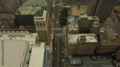 Philadelphia big city downtown modern urban building architecture cityscape in incredible aerial drone panorama flyover