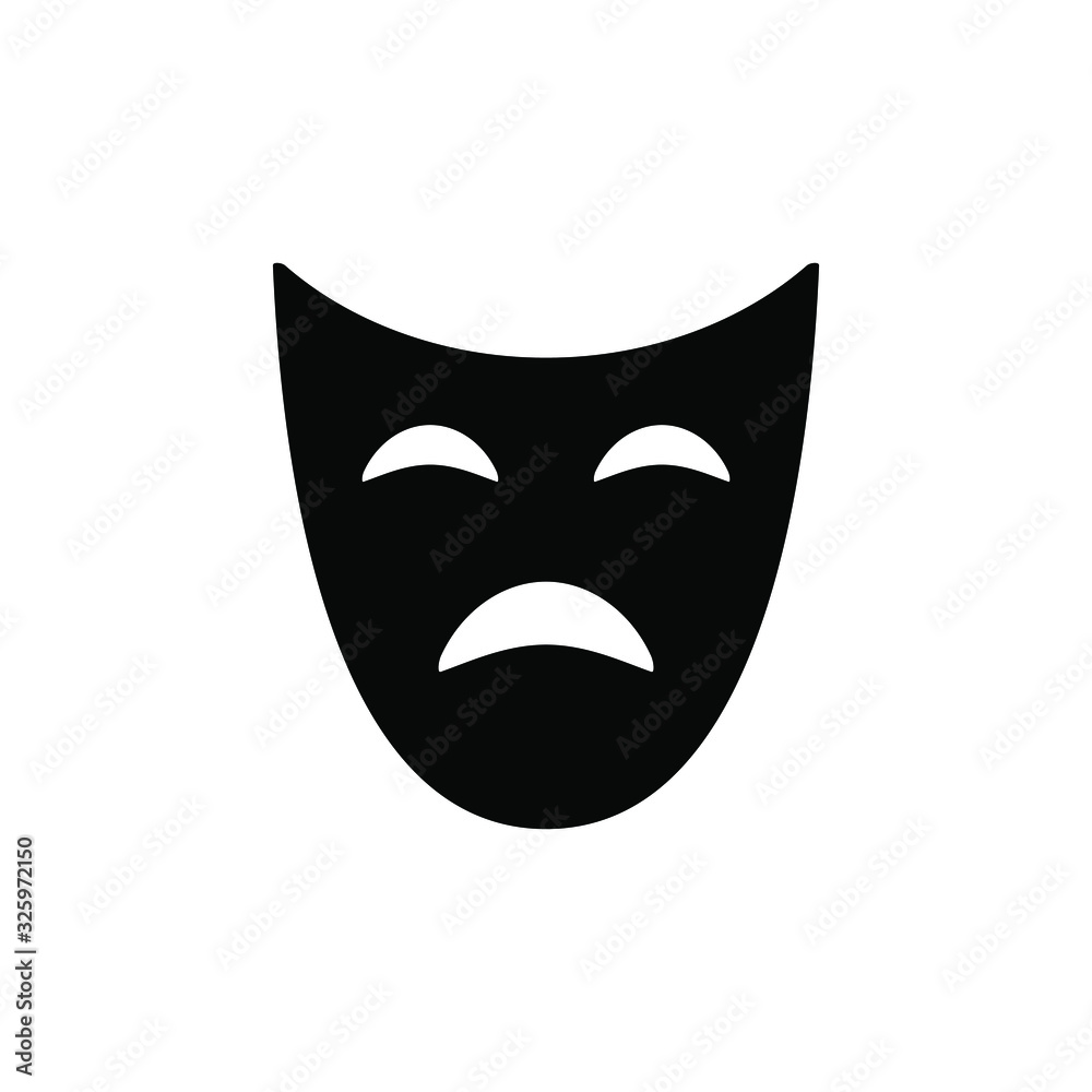 Sad mask vector icon on white background. Flat vector sad mask icon symbol  sign from modern cinema collection for mobile concept and web apps design.  Vector illustration. EPS10 Stock Vector | Adobe